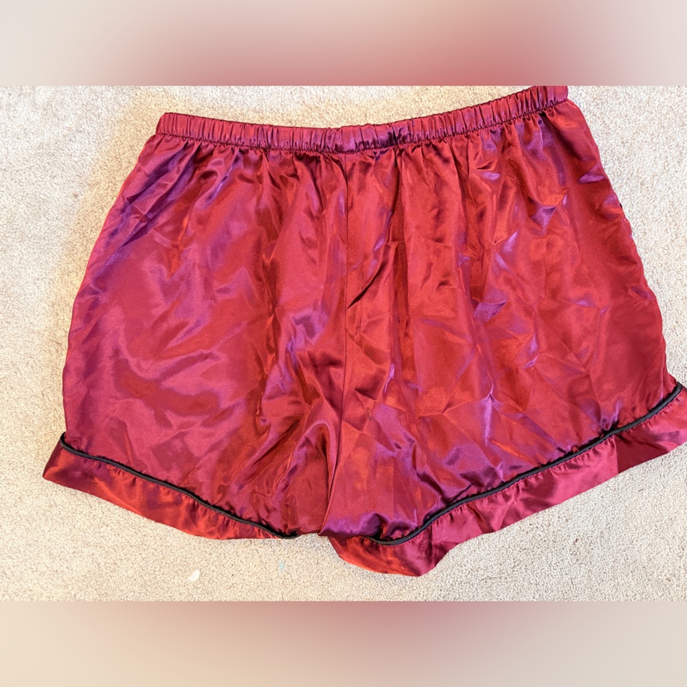 Satin Maroon Pajama Shorts